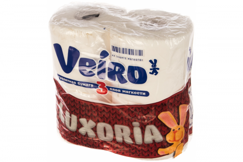 Бумага туалетная Veiro Люксория 3-слоя 4-рулона белый 1/10 5С34