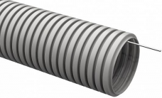 Труба для проводки гофрированная ПВХ 16мм с протяжкой серый 1/100 ИЭК / T-Plast