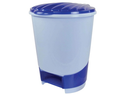 Ведро для мусора пластик с педалью/крышкой 10л голубой 260х320мм Альтернатива М1380