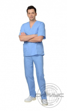 Костюм Хирурга универсальный (блуза+брюки) тк.Тиси (голубой)