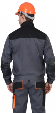 Куртка Манхеттен короткая тк.Стрейч молния ворот-стойка т.серый с оранж/черным