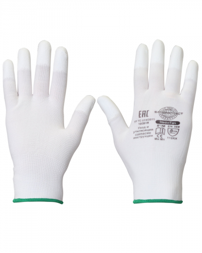Перчатки НейпТач нейлоновые с полиуретаном на пальцых белый Safeprotect