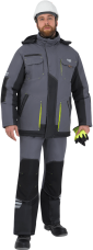 Куртка Эдванс мужская ут.Шелтер Микро тк.Нортси капюшон стойка серый+т.серый+лимон